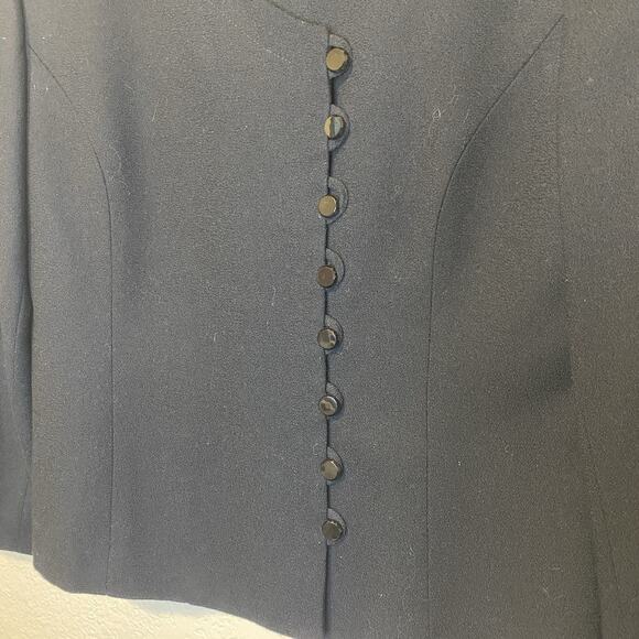 Vintage Rena Rowan for Saville Black 100% Wool Blazer Jacket 8 Button Size 14 - Picture 4 of 10